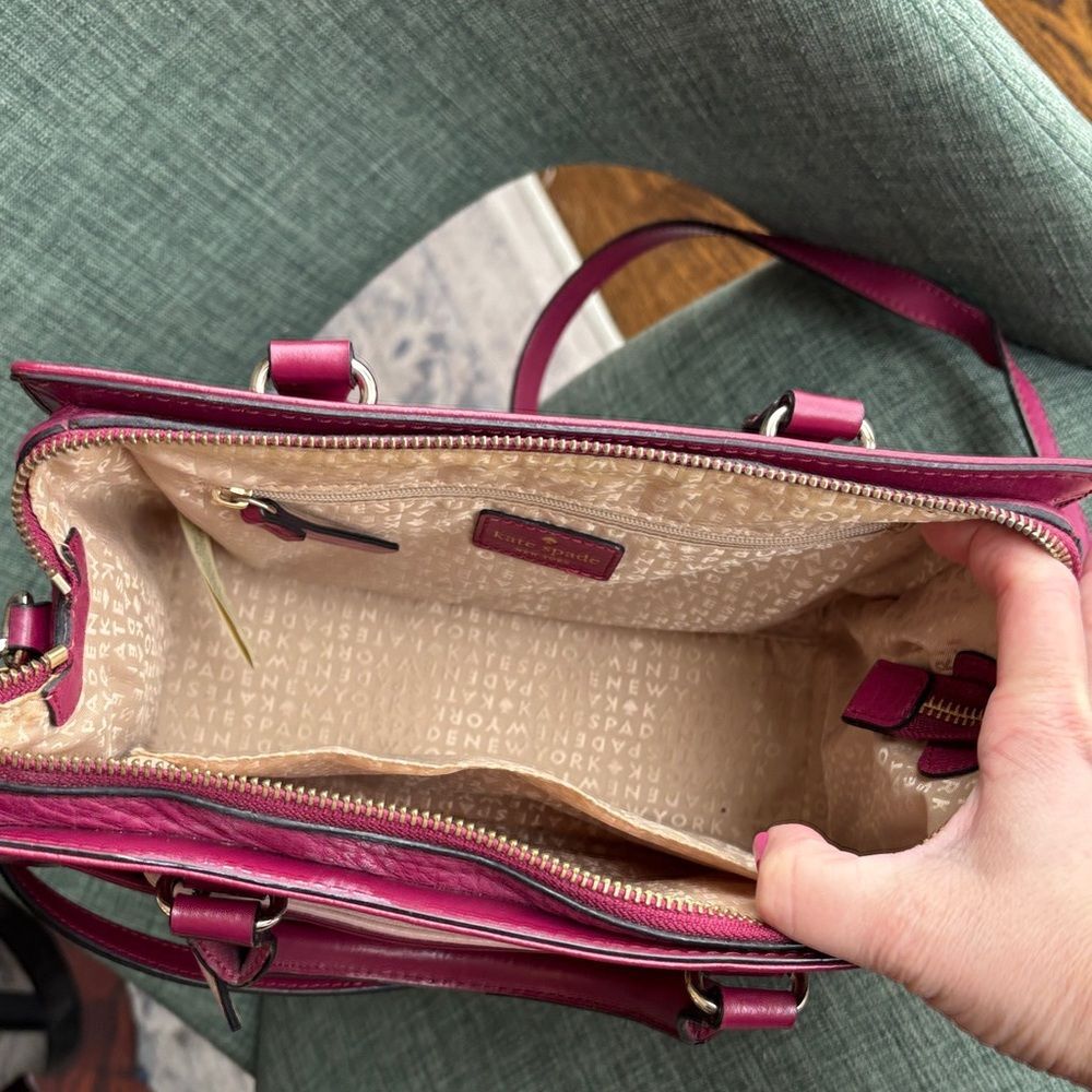 Kate Spade leather handle bag Fuchsia Pink Satchel crossbody purse EUC feminine - Picture 11 of 16
